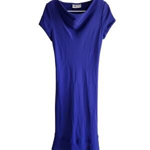 Vintage 1990s SL Fashions Womens Sz 8 Solid Purple Midi Dress Scoop Neck